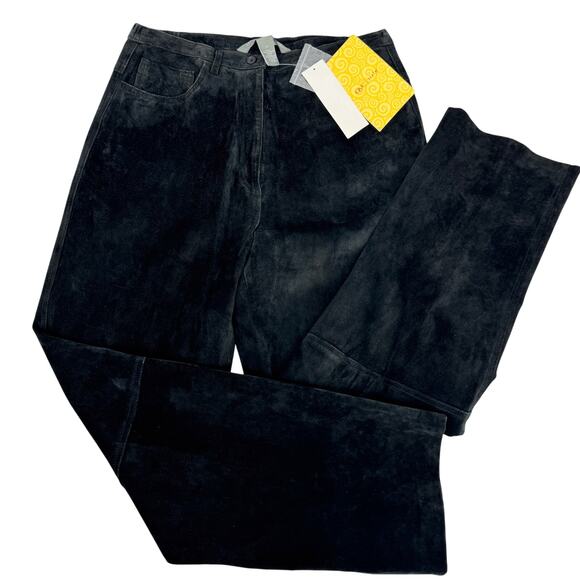 Jessica Holbrook Suede‎ High Waist Straight Leg Pants  Black NWT Size 14 - Picture 1 of 8